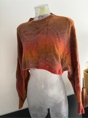 Wilfred Cropped Ombre Knit Sweater - Rust, Brown, Orange
